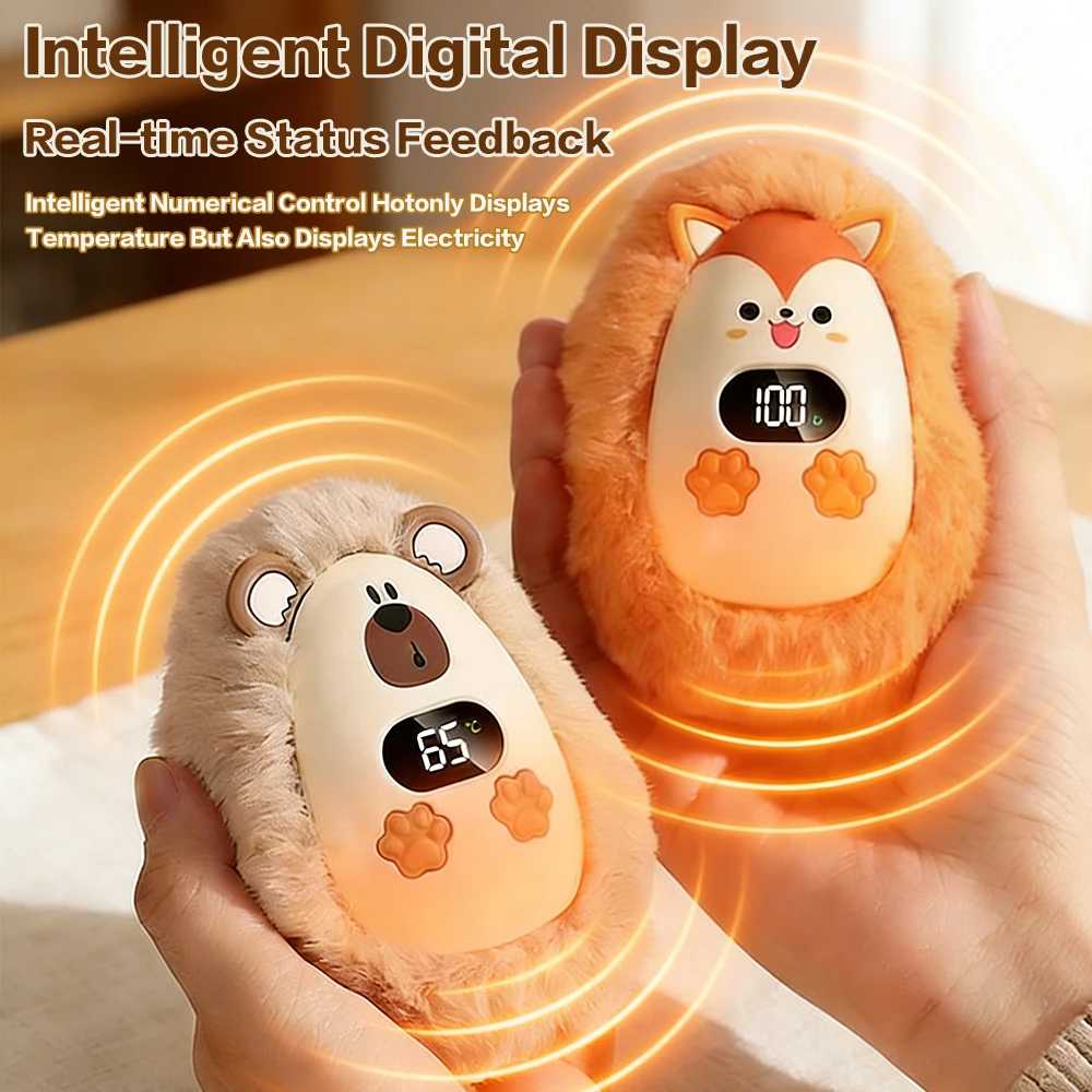 1Pc Plush Hand Warmer Mini Portable Handwarmers 3-gear Temperature Adjustment Long-lasting Heating Pocket Heater Winter Supplies