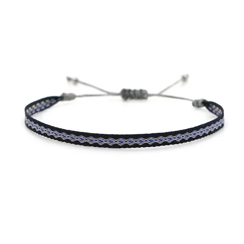 Simple 925 Silver Plated 3Pcs/set Bangle National Style Handmade Cotton Rope Bracelets Tibetan Buddhism Black Knot Jewelry Gift