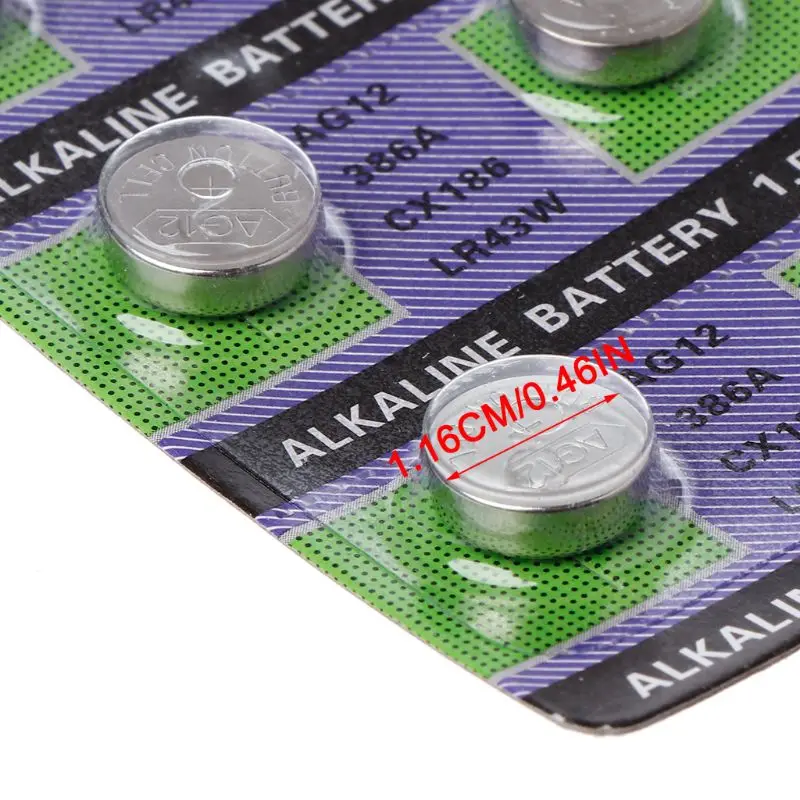 10Pcs 1.5 Non Rechargeable Round Button Cell AG12 Batteries for Watches Clocks Electronic Devices