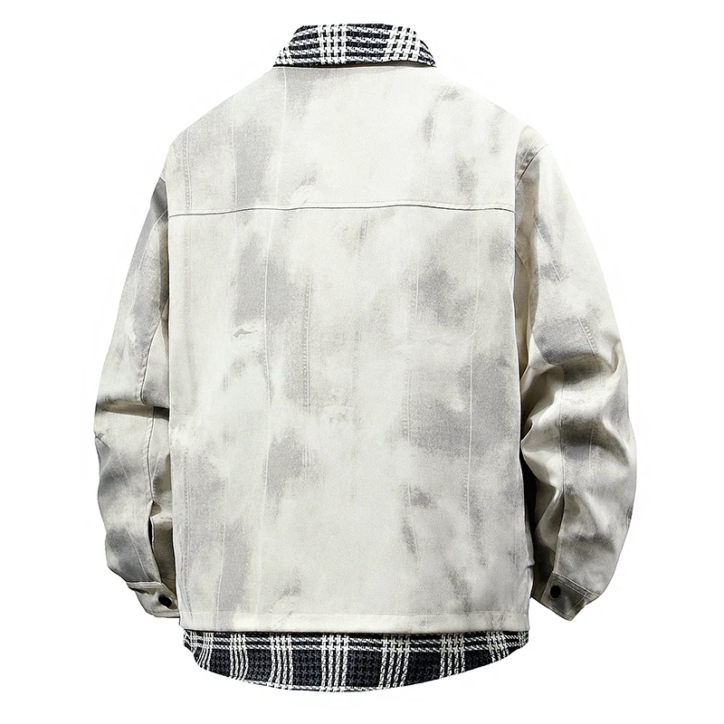 2025 Spring Denim Jacket Men 8xl 7xl Shirt Neck Plus Size Windbreaker Coat Fashion Casual Plaid Cargo Jacket Coats Male