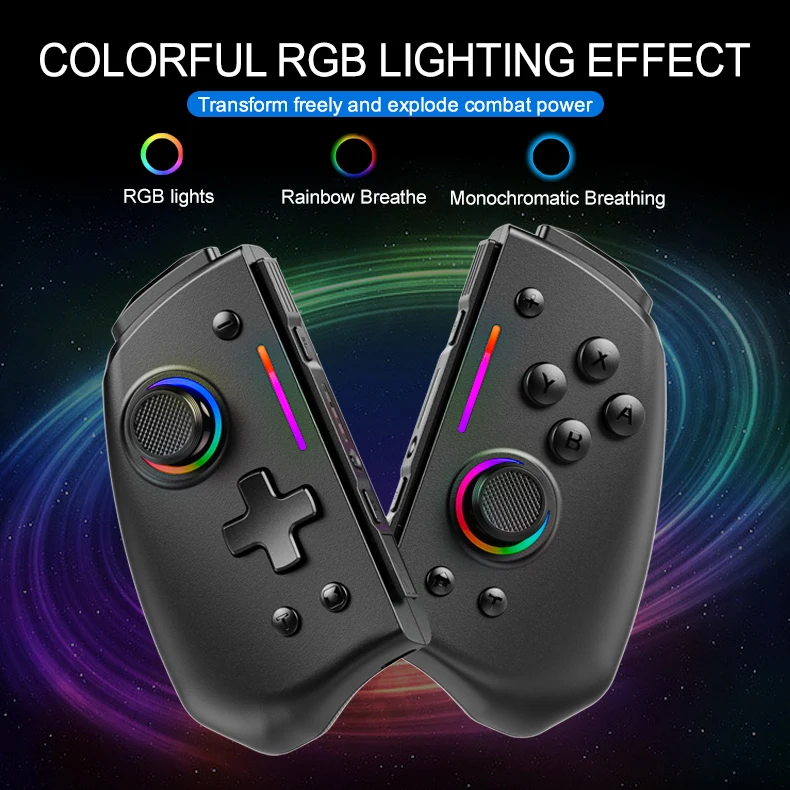 LinYuvo KS42 Meteor Light Wireless Joy-pad with 8 Color RGB Lights for Switch/Lite/OLED, with Programmable,,Turbo & Vibration