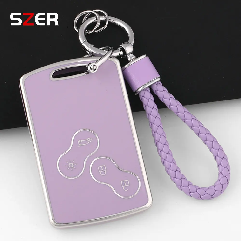 TPU Car Key Case Cover For Renault Duster Captur Clio Logan Megane Koleos Scenic Nema Fluence Zoe Auto Fob Keychain Accessories