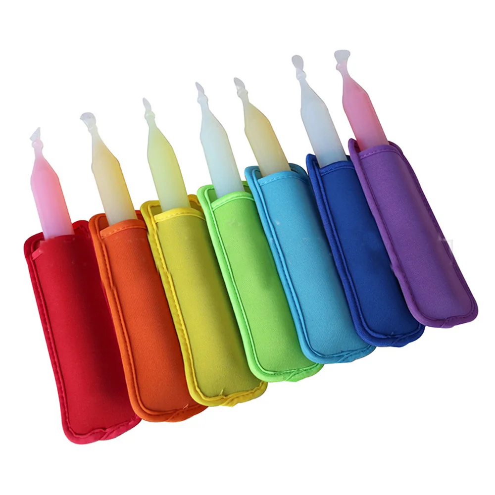 Behogar 7pcs Reusable Popsicle Bag Holder Ice Lolly Freezer Antifreezing Protector Sleeve Ice Cream Pop Tool Random Color