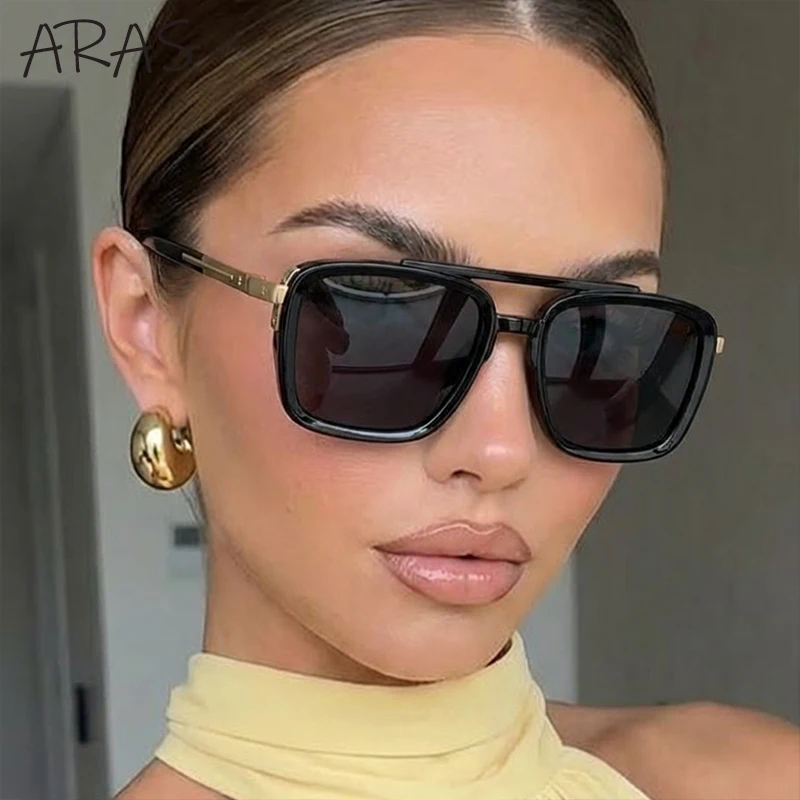 

2026 Polarized Oversized Square Sunglasses Women Luxury Designer Double Bridge Y2K Fashion Driving Eyewear For Lady Retro Shades