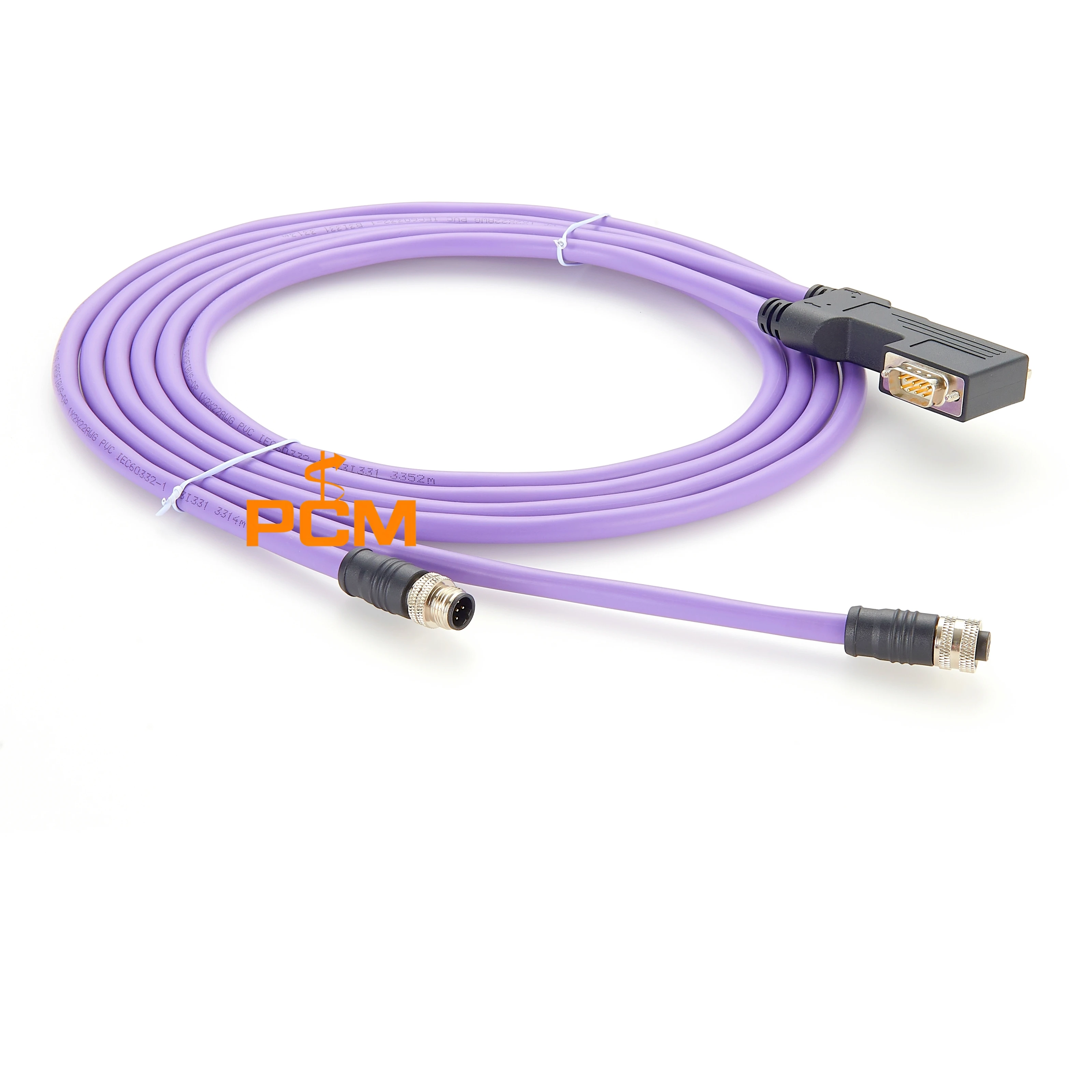 D-SUB PROFIBUS Cable Angled 90° screw connection with M12 B-Code to DB9 Compatible Phoenix Contact SUBCON-PLUS-PROFIB/90/PG/SC