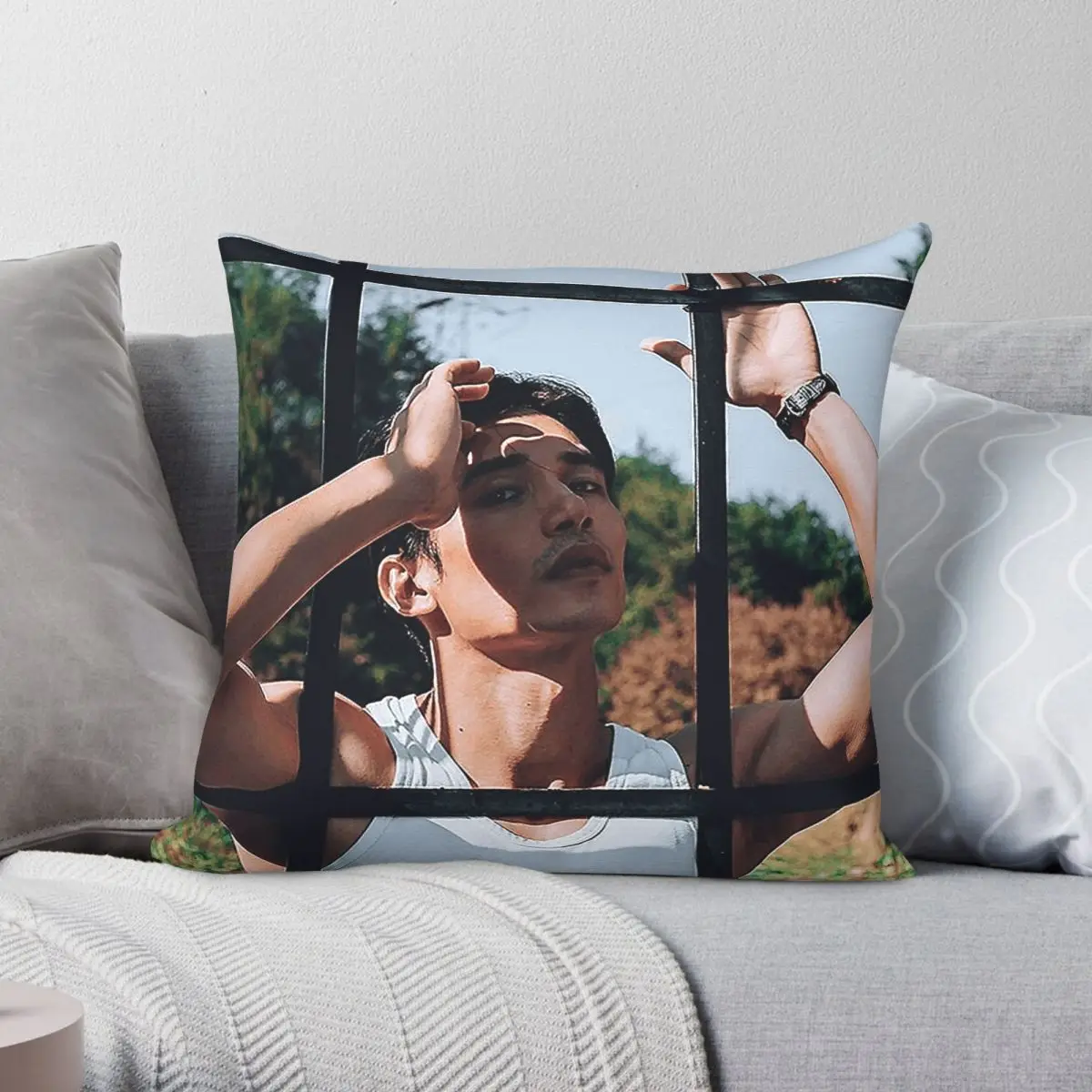 Manny Jacinto Filipino-born Canadian Square Pillowcase Polyester Linen Velvet Pattern Zip Decor Throw Pillow Sofa Cushion Cover