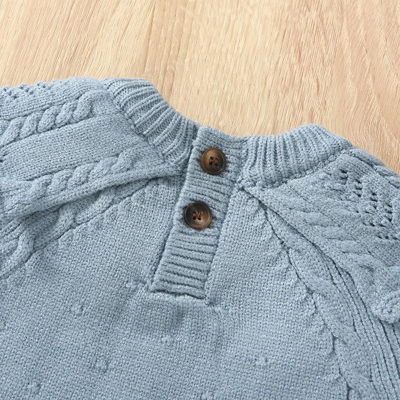 2025 New Autumn Infant Baby Girls Knitted Jumpsuit Long Sleeve Solid Color Toddler Baby Girl Knitted Romper Children Clothes