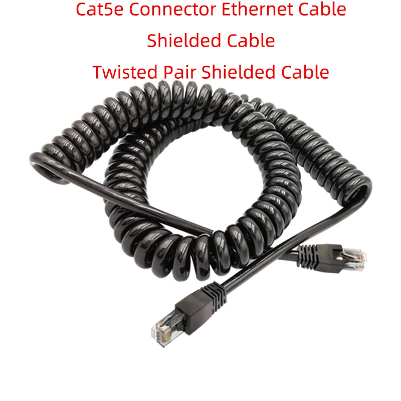 Złącze sprężyny spiralnej Cat5 Ethernet kabel ekranowany 8-rdzeniowy ekranowany sygnał miedziany przewód gigabitowy kabel sieciowy kryształowa