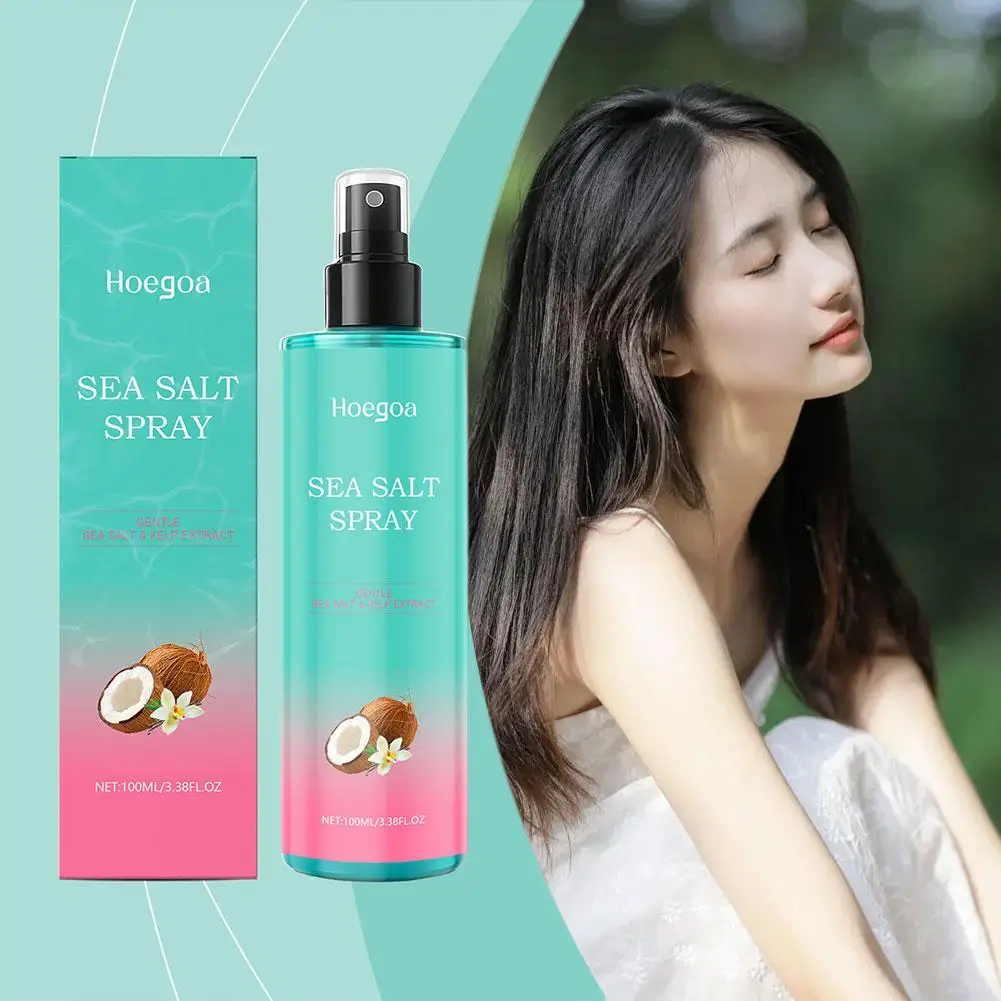 Spray para el cabello con sal marina, Spray para peinar el cabello con volumen esponjoso instantáneo, fuerte sujeción, Spray para el cabello no graso para hombres y mujeres W1F2
