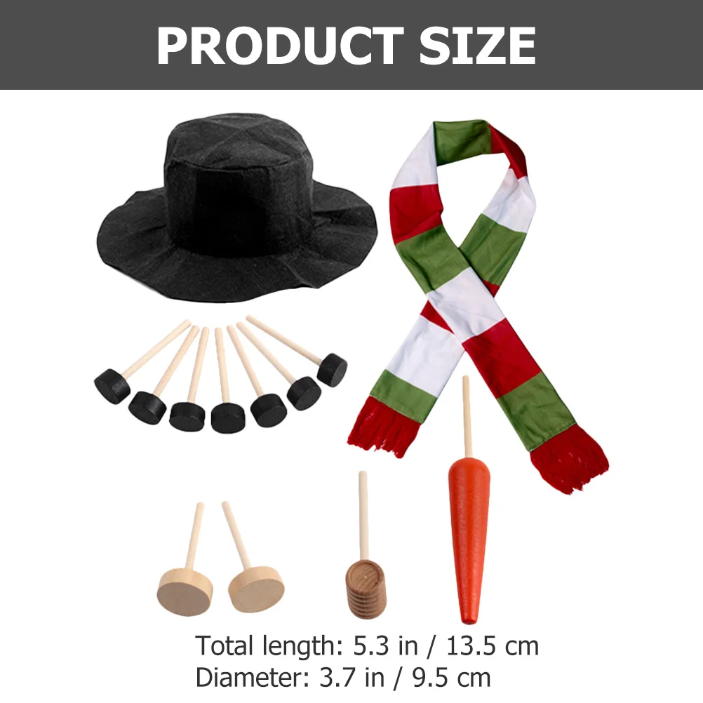 

1Set Christmas Snowman Decorations DIY Snowman Dressing Kit with Hat Scarf Carrot Nose Buttons Winter Festive Props