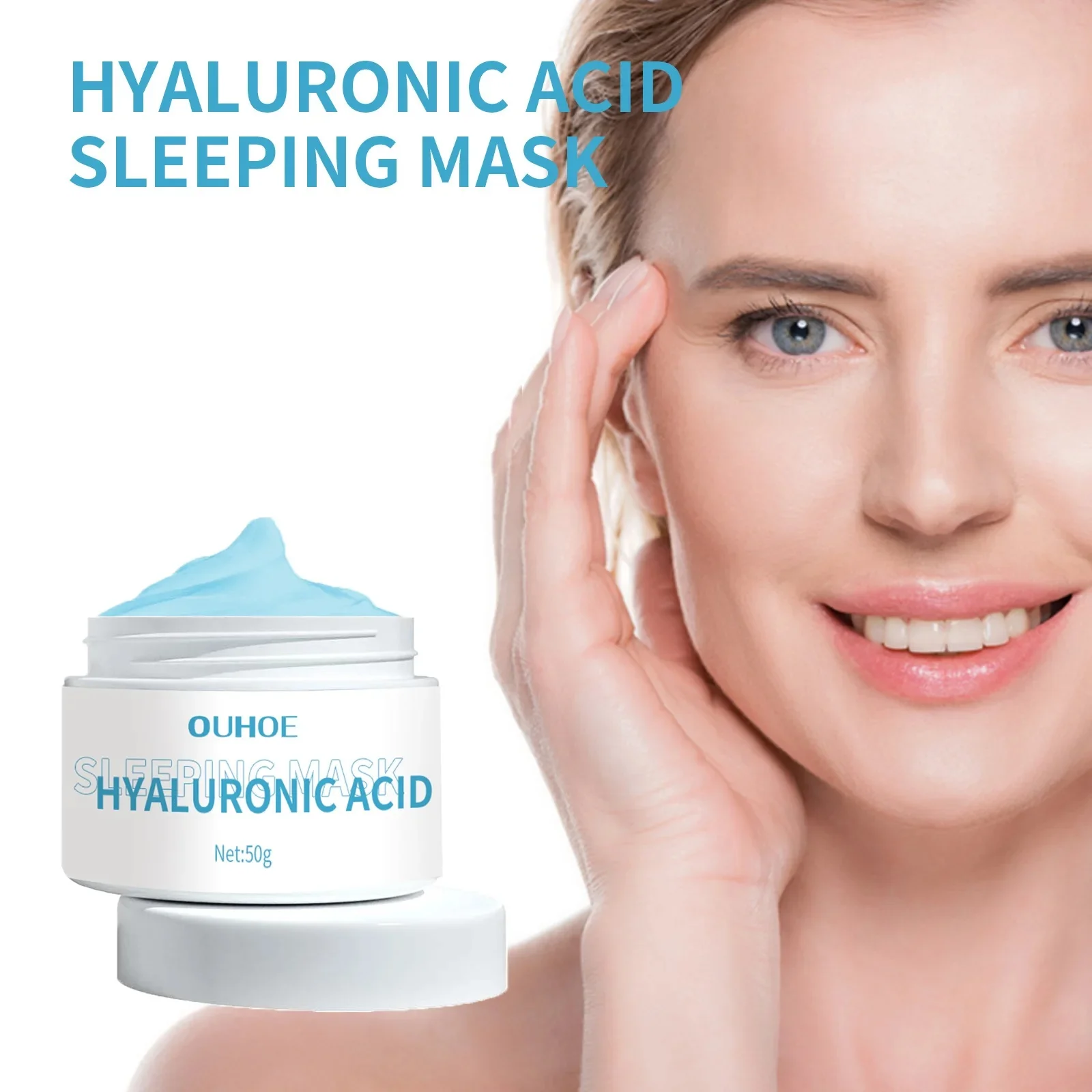 Mascarilla de ácido hialurónico para la cara, máscara para dormir, hidratante profunda, reducción de poros, ilumina el tono de la piel, Lifting, reafirmante, blanqueamiento, 50g