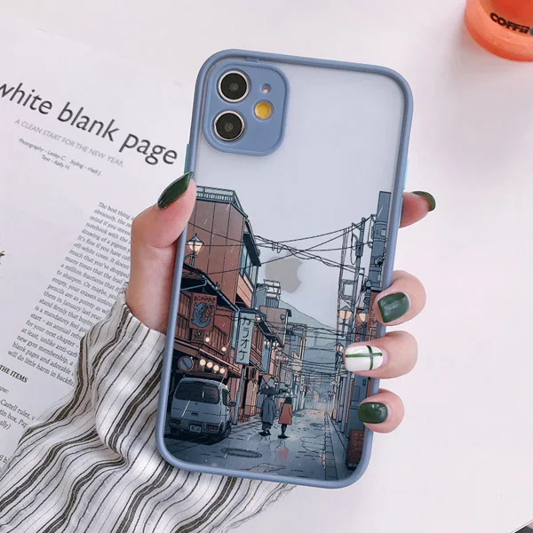 Japanische Anime-Malerei-Hauslandschaft Handyhülle für iPhone 16 15 Plus X XR XS Max 17 16 15 13 12 11 14 Pro Max Harte Matte Hülle – Detail 5