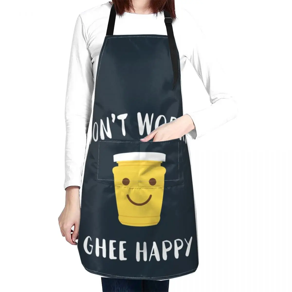 Desi Food - Ghee Happy Apron manicurist Chef Uniform Waterproof Kitchen For Women Household Items Apron