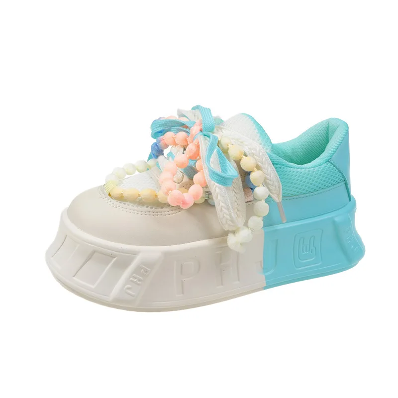 Designer Dad Shoes for Women Girls Lucky Platform Vulcanized Shoes Ladies Colorful Round Head Casual Female Lace Up Shoes