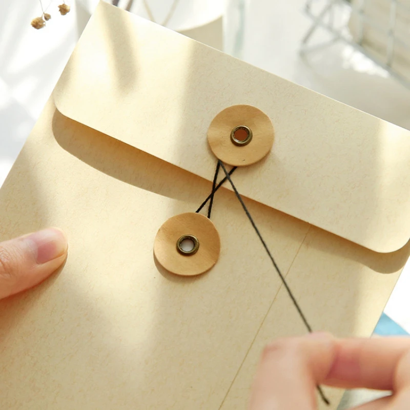 25 Pcs Classical White Black Kraft Blank Paper Window Envelopes Wire Wrap Envelope Folder File Storage Gift Envelope