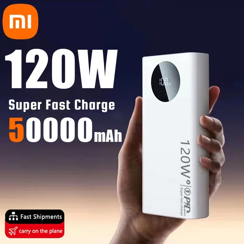 

Xiaomi 120W 50000mAh High Capacity Power Bank Fast Charging Powerbank Portable Battery Charger For iPhone Samsung Huawei 2024