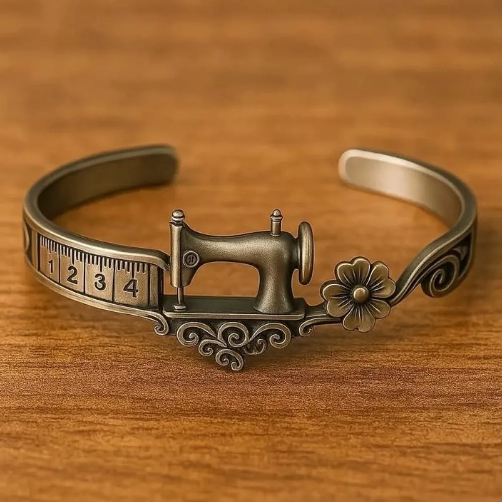 New Elegant Sewing Machine Bracelet Metal Unique Adjustable Cuff Bracelet Craft Design Vintage Finger Ring Party