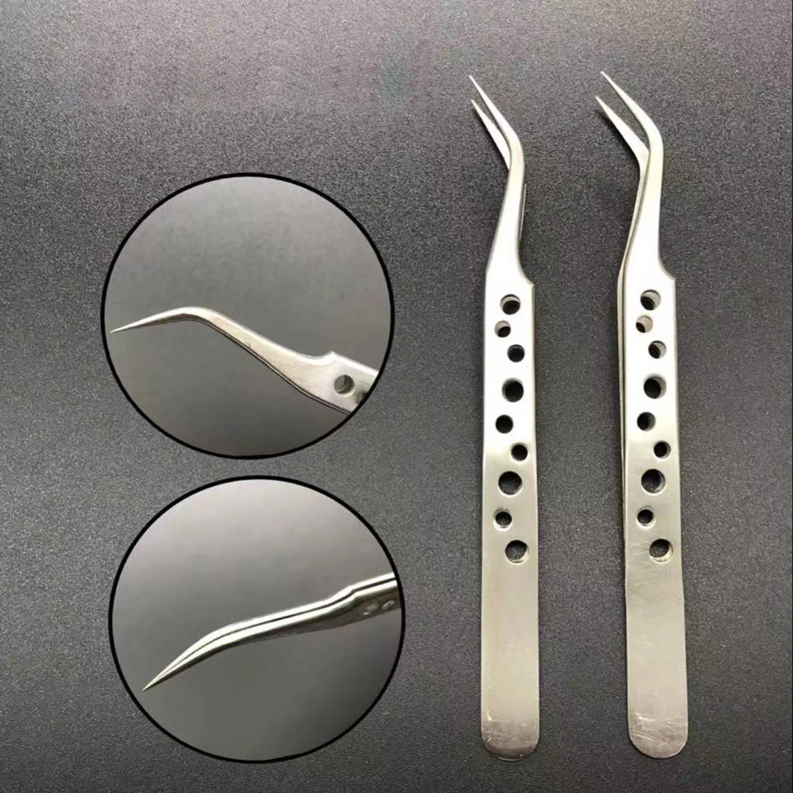 Heavy Duty Thickened Stainless Steel Tweezers Perfect Alignment / Grip High Precision Tweezer for Makeup Cosmetic Tool