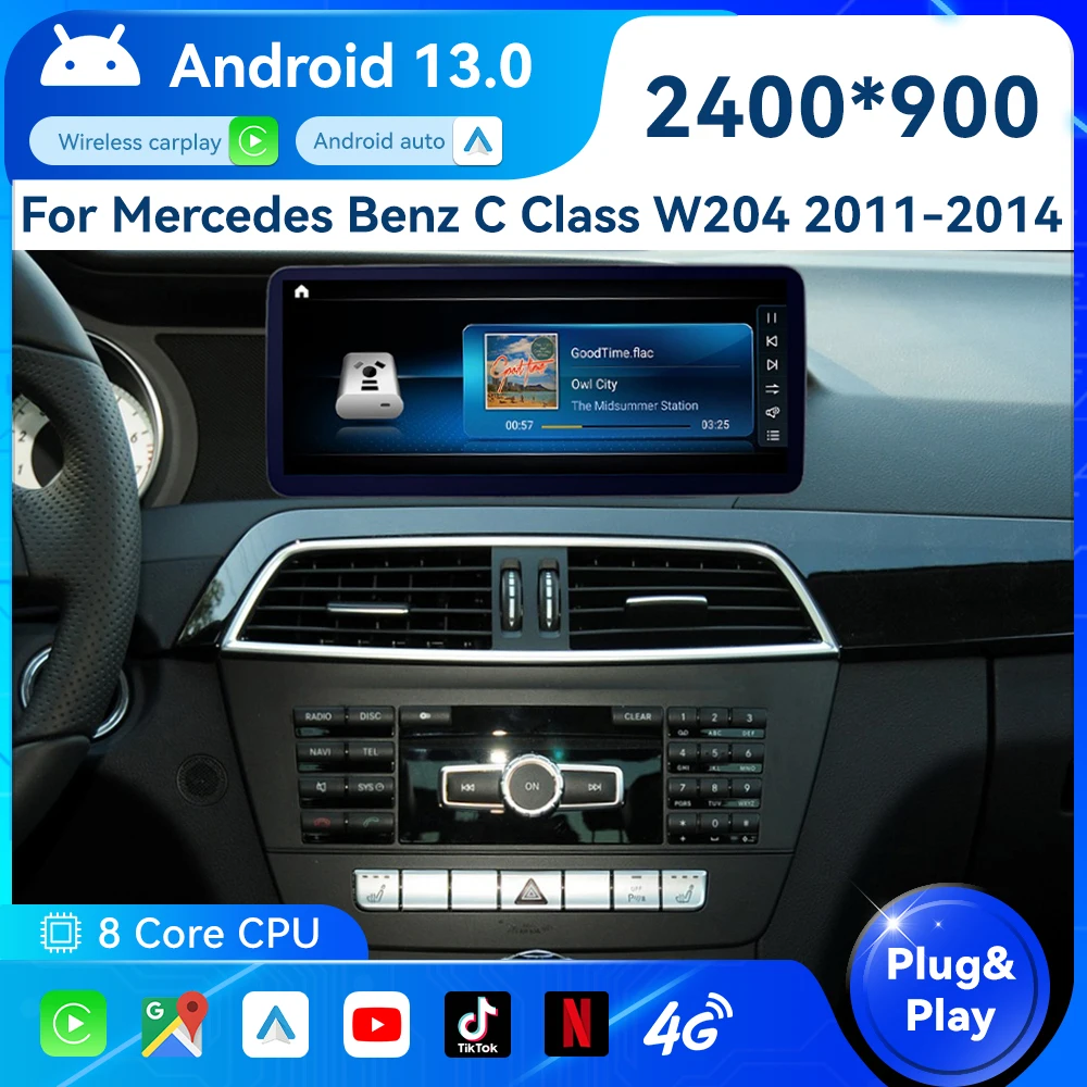 Android Auto Video Radio Car Central Multimedia Player Carplay For Mercedes Benz C Class W204 2011-2014 Google GPS Navi WIFI 4G