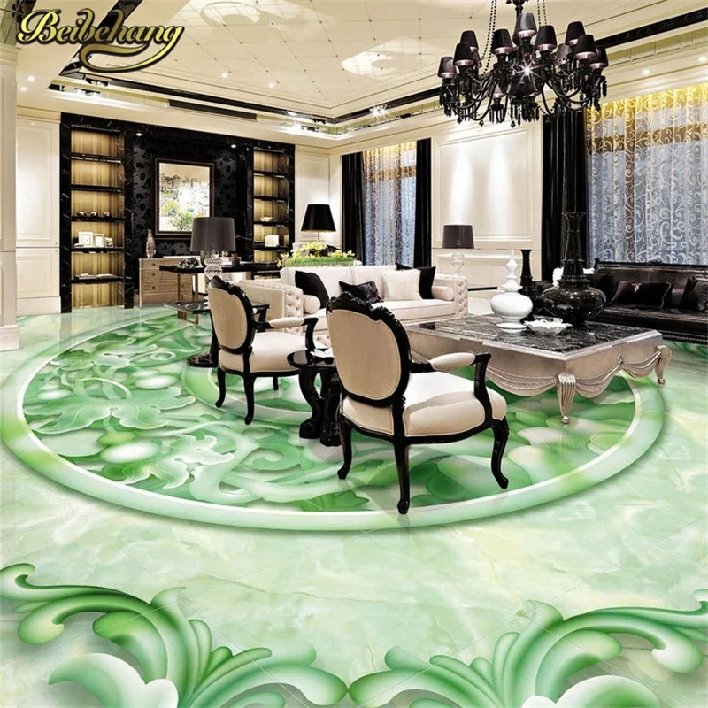 beibehang Custom Green jade carving Papel De Parede 3D wallpaper for Living Room Bathroom Mural Floor Wall paper wall paper