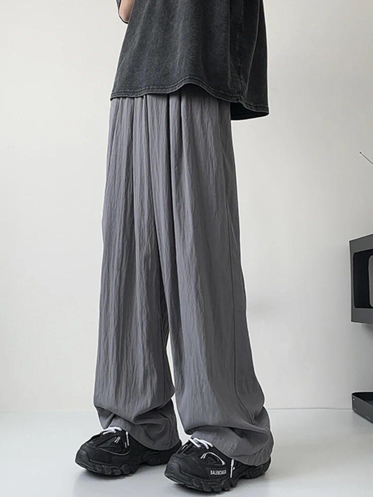 

Летние тонкие брюки из хлопка и льна с эффектом прохлады, свободные, широкие, прямого кроя, для высоких мужчин, повседневные, модные, для отдыха, с ощущением прохлады