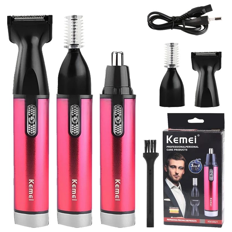 

Три в одном триммер для волос в носу, мужской триммер для бороды, триммер для бровей и лица, лезвие на батарейках, моющееся