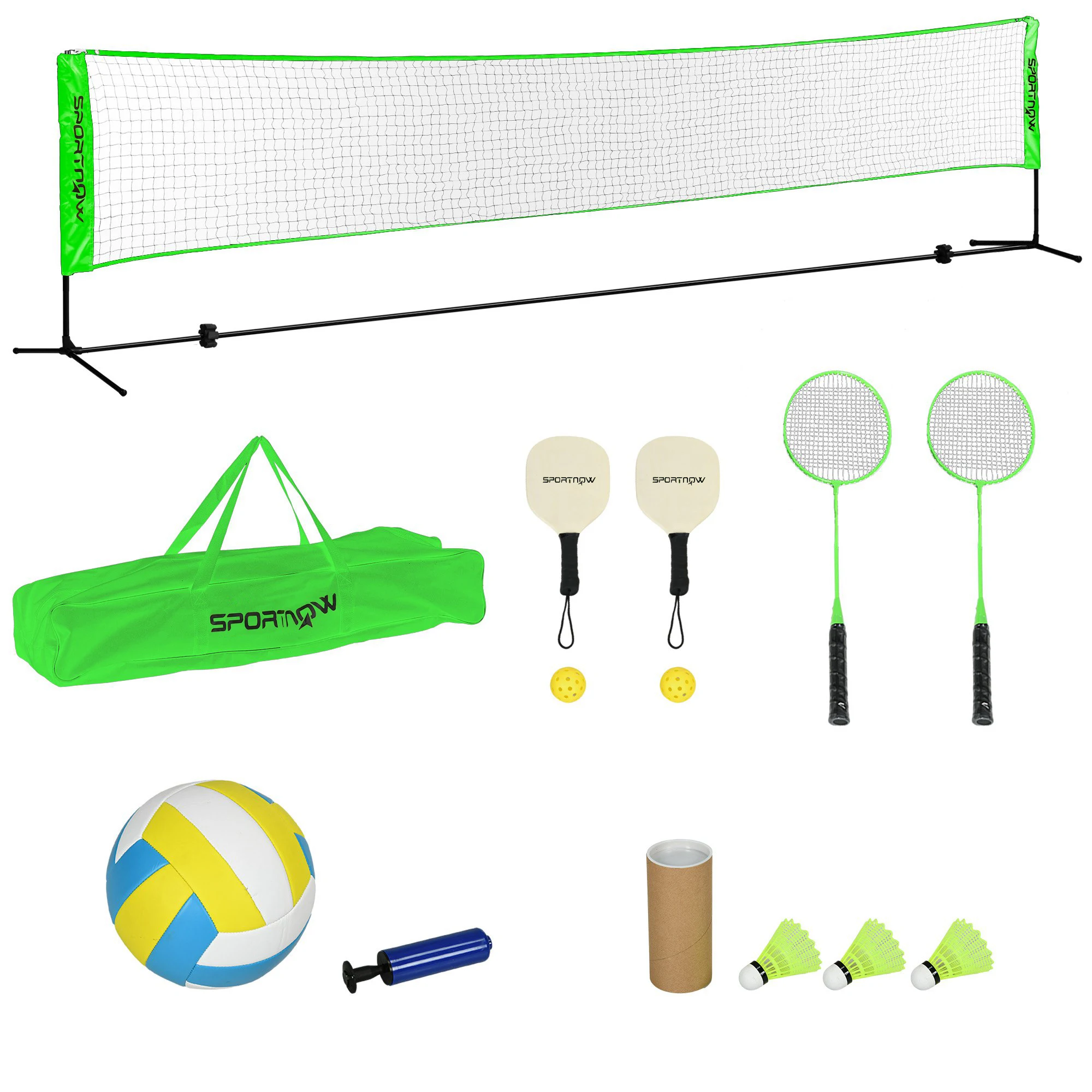 SPORTNOW badminton 7-piece Set black and green badminton Set