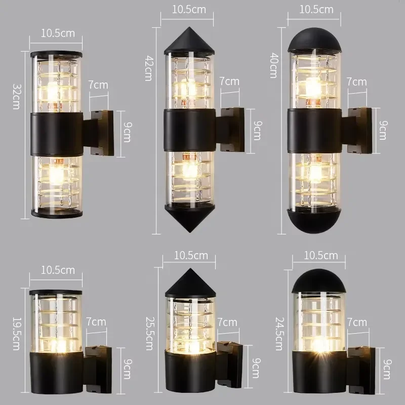 Modern square/cylindrical aluminum LED outdoor wall lamp with light sensor, IP65 waterproof and rust-proof, suitable for