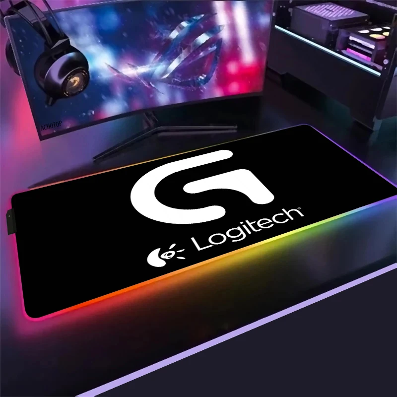 Logitech-RGB 마우스 패드, 애니메이션 대형 XXL 게이머 PC 게임 액세서리 마우스 패드, 키보드 노트북 컴퓨터 속도 마우스 마우스 데스크 매트