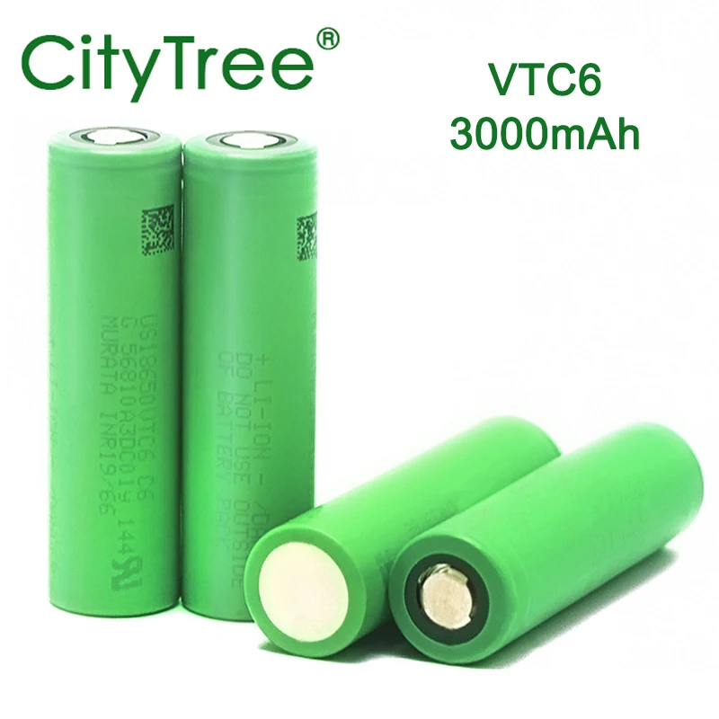 18650 Батарея VTC6 3000 мАч 3,7 В с высоким разрядом 10C 30A Силовая батарея Сильноточная 30A Перезаряжаемая батарея 18650 для отвертки
