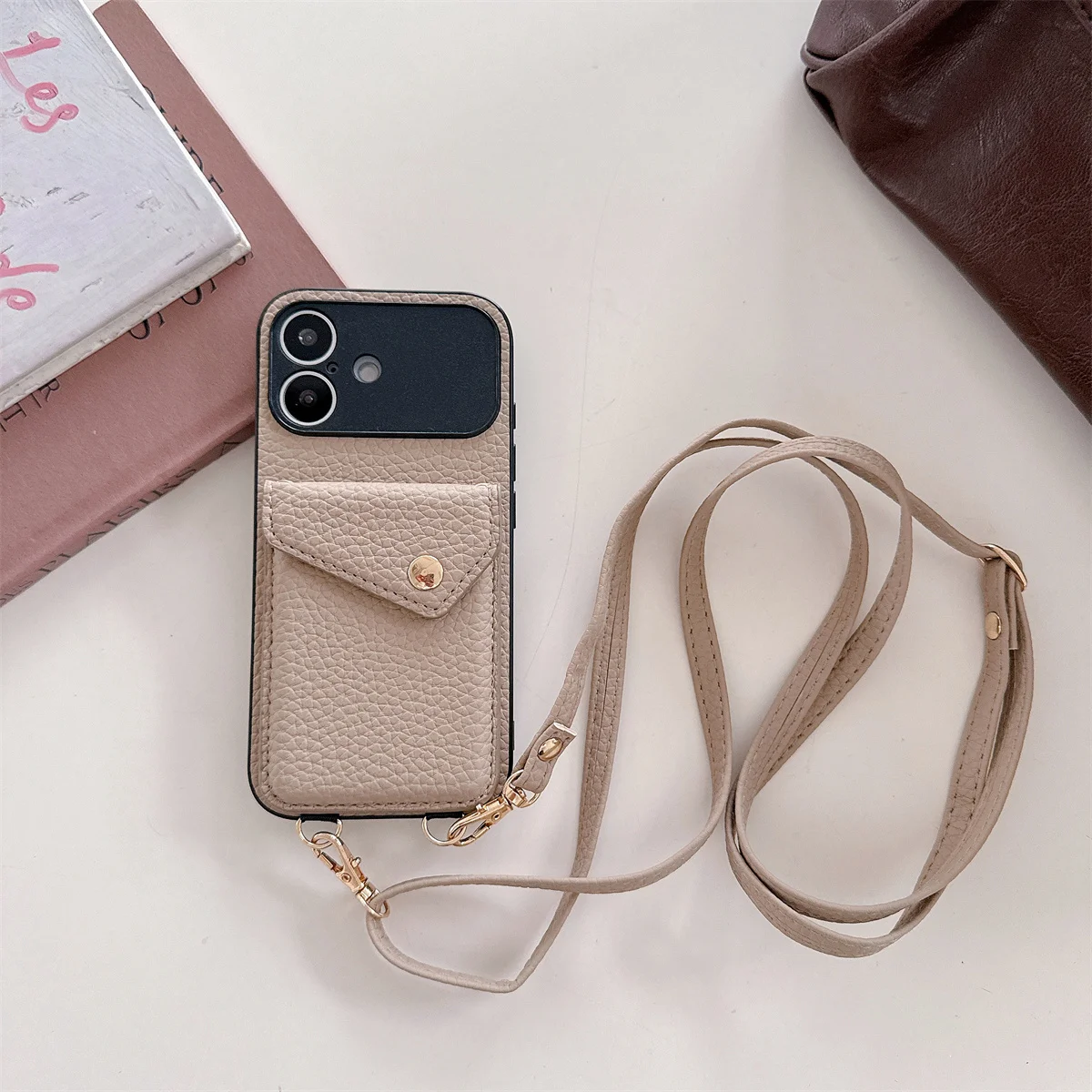 Lanyard Wallet Crossbody Strap Leder Handyhülle für IPhone 17 Air 16 15 14 Plus 13 12 11 Pro Max Kartenhalter stoßfeste Abdeckung