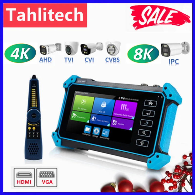 5.4inch CCTV IPC Tester 8MP AHD CVI TVI Camera Tester VGA HDMI Input IPC715 Camera Security Monitoring Network Cable Test