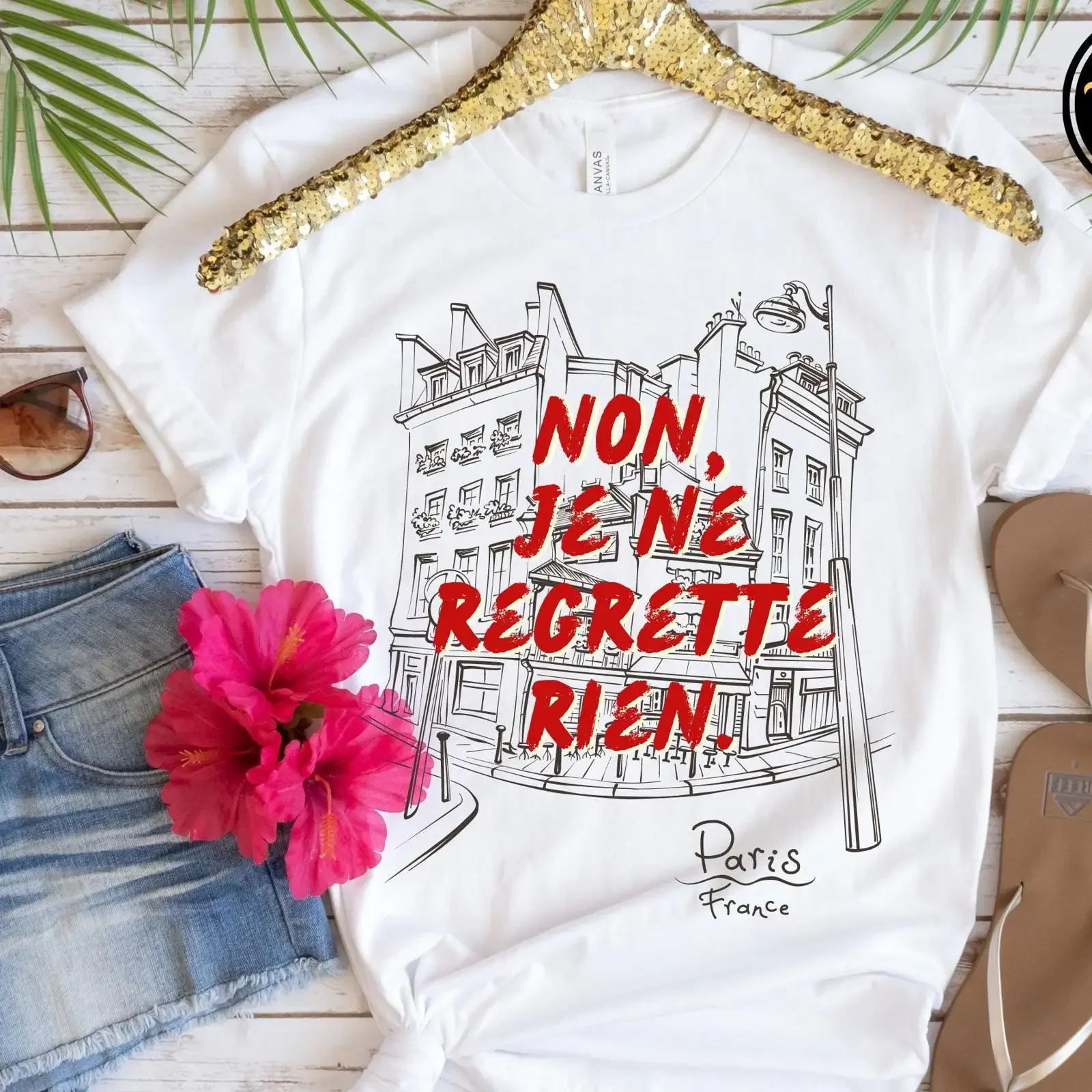 Je Ne Regrette Rien French Saying T Shirt Paris Street No Regrets Trendy Casual Top vintage Washed graphic Comfortable homme