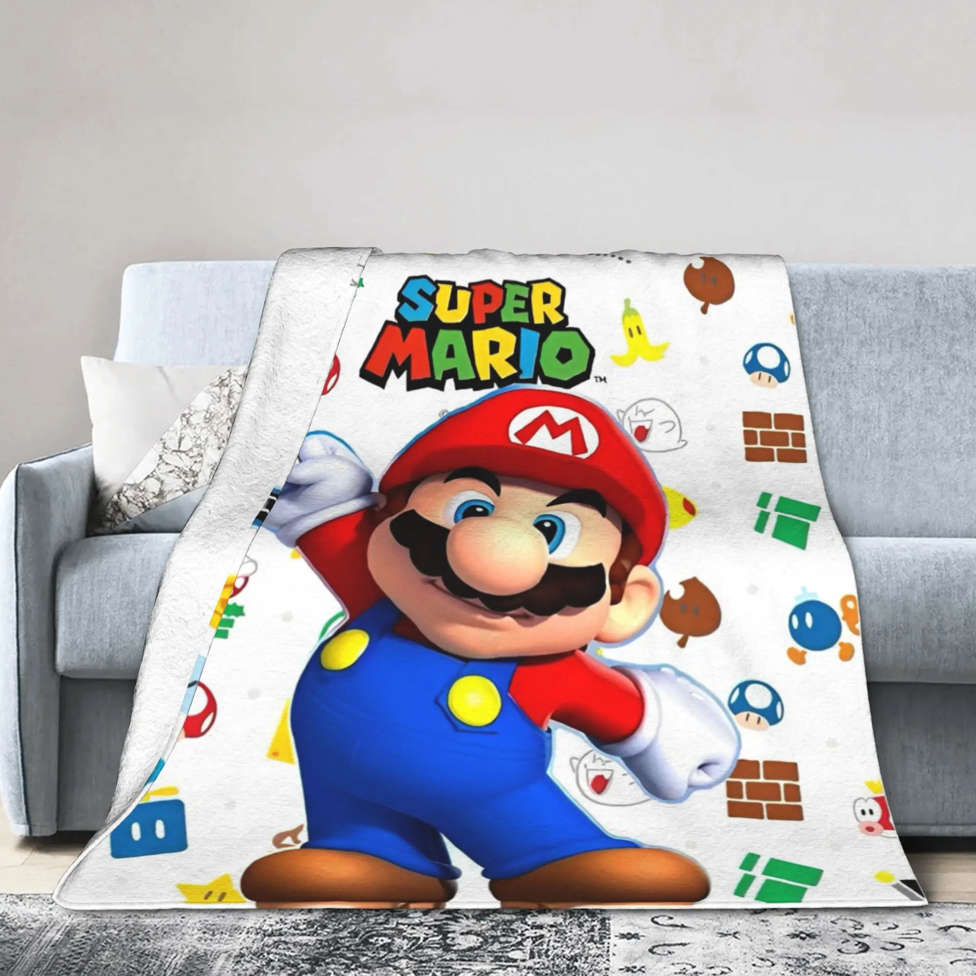 

Одеяло с героями мультфильмов Marios, коралловое флисовое плюшевое летнее одеяло с кондиционером, портативное супермягкое одеяло для кровати, офиса, покрывала