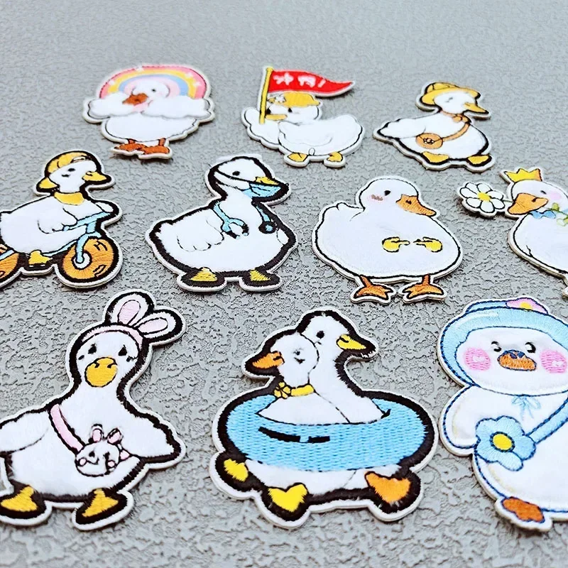 Cartoon Embroidery Patches Duckling Call Duck Self-adhesive Stickers for Clothes Kids Backpacks Hats Washable Hotfix Accessories