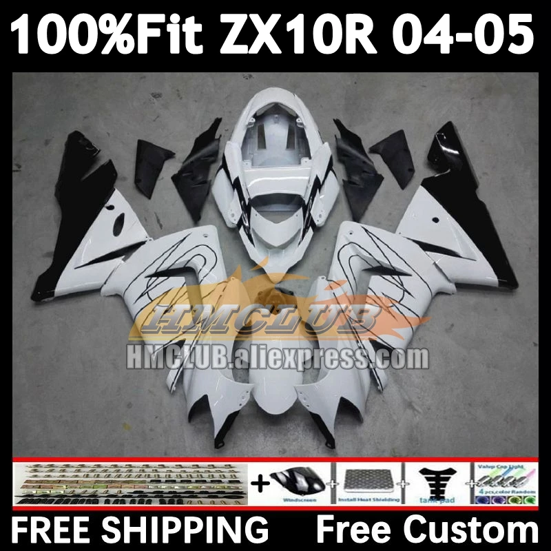 Injection Body For KAWASAKI NINJA black white ZX 1000 ZX 10R 10 R ZX-10R 167No.5 ZX1000CC 1000CC ZX10R 04 05 2004 2005 Fairing