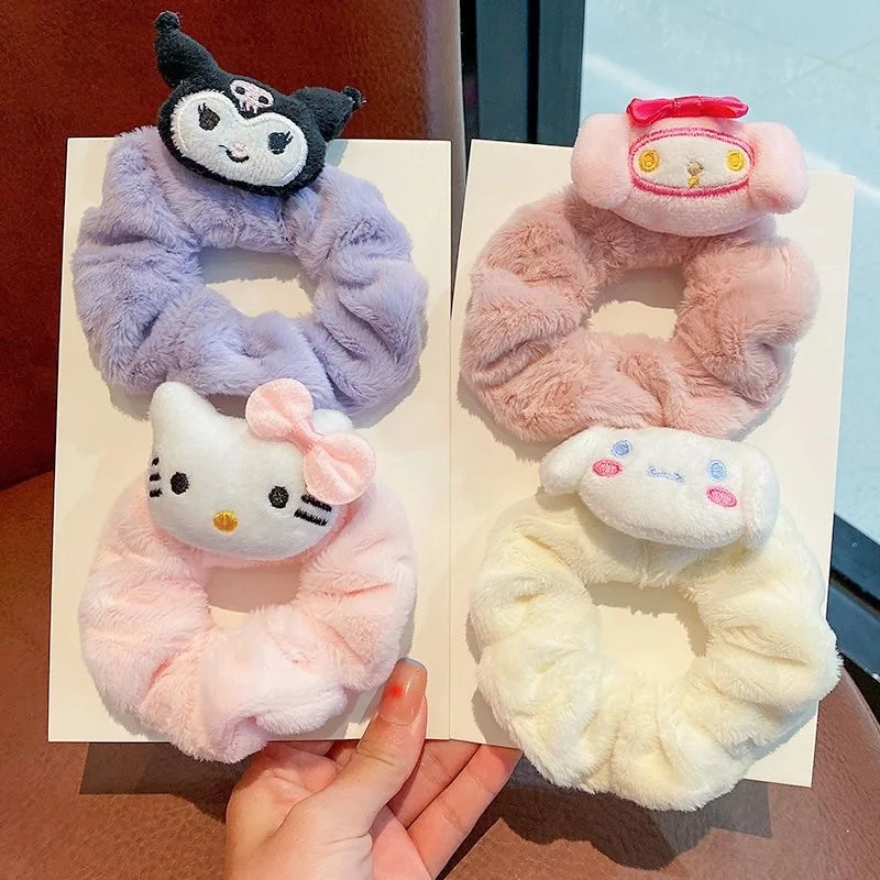 Sanrio แถบคาดศีรษะสำหรับล้างหน้า, ที่คาดผมนุ่มน่ารักของผู้หญิงยางมัดผมเด็กผู้หญิงขนแกะปะการังนุ่มสำหรับแต่งหน้า, การดูแลผิว