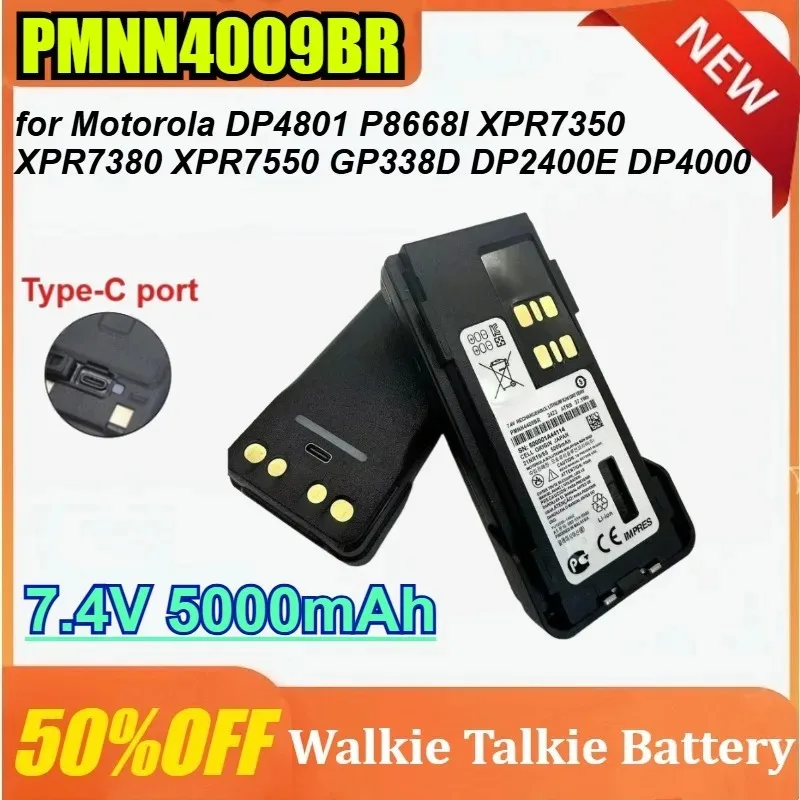 

5000mAh PMNN4009BR Battery for Motorola DP4801 P8668I XPR7350 XPR7380 XPR7550 GP338D DP2400E DP4000 XiR P8668 APX Two Way Radios