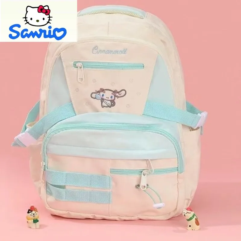 Sanrio Retro Fashion Color Contrasting High Quality Backpack Student Cute Cartoon Hello Kitty Large Capacity Outdoor Backpack