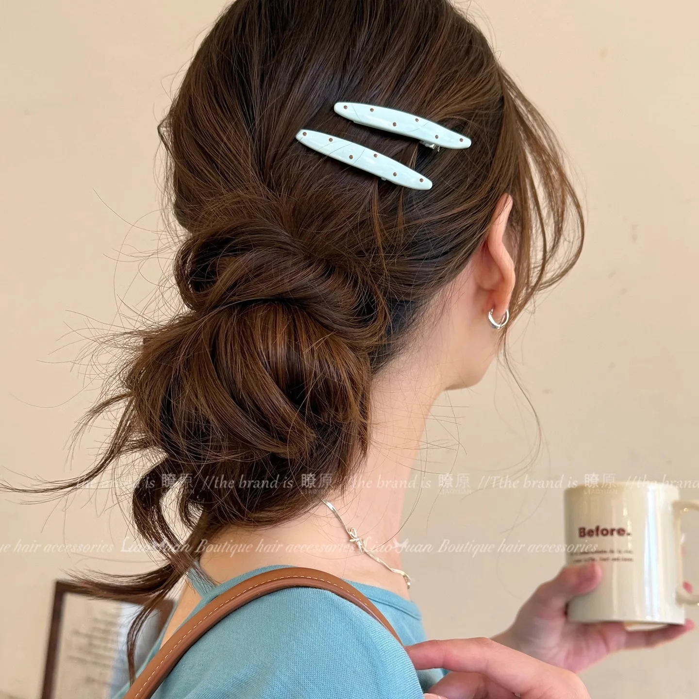 

Mint makes perfect~ summer contrast simple hairpin side clip side girl bangs clip cute duckbill clip headdress