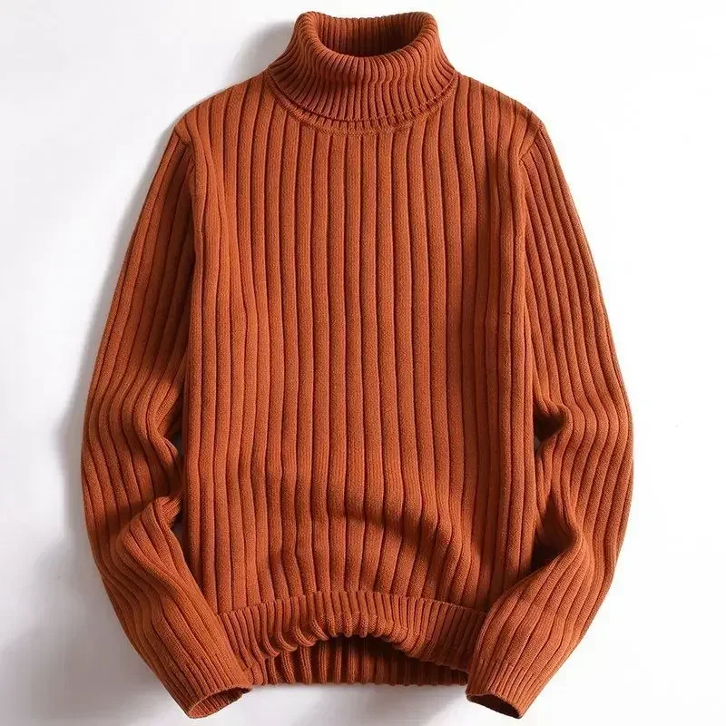 Sweater for Young Men in Autumn and Winter American Style Simple and Casual Warm Solid Color Turtleneck Knitted Pullover