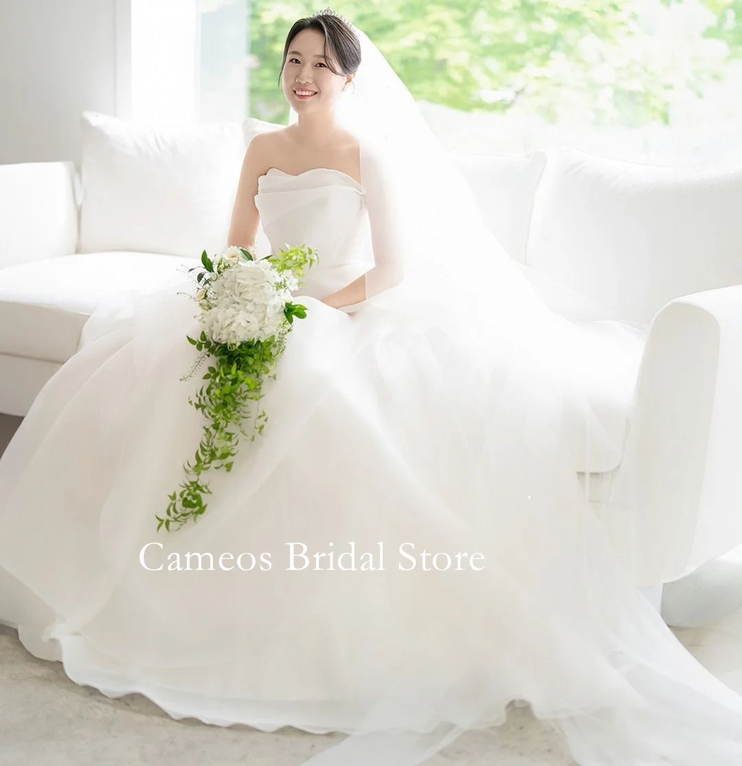 

SONDR Strapless Fashion Korea A-Line Long Wedding Dresses Photo Shoot VINTAGE Elegant Organza Backless Corset Custom Bridal Gown