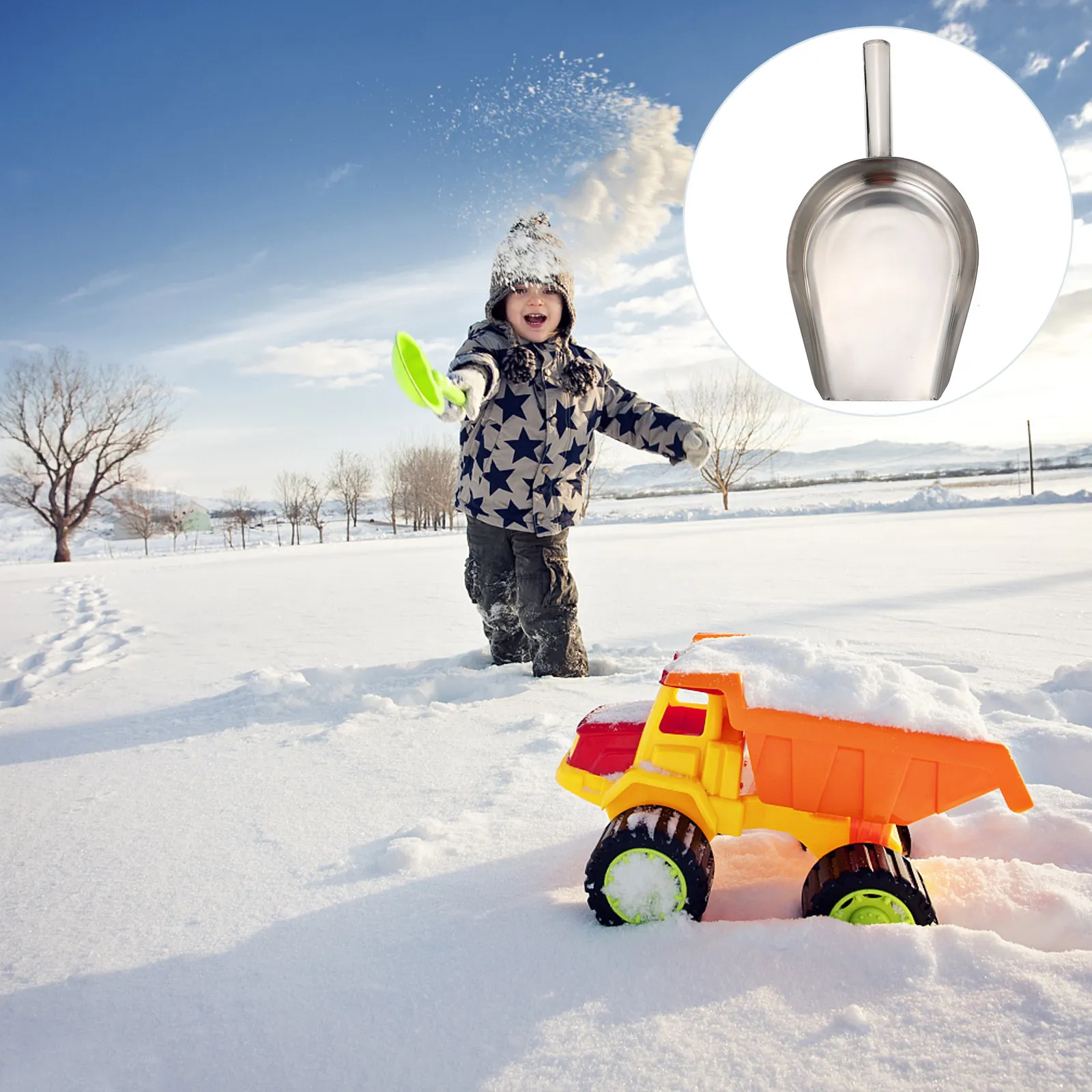 Pala para hielo de base plana, de acero inoxidable resistente, para servicio de alimentos, dispensación de hielo, dulces, arroz, cereales, cocina, hogar, bar, 1 unidad