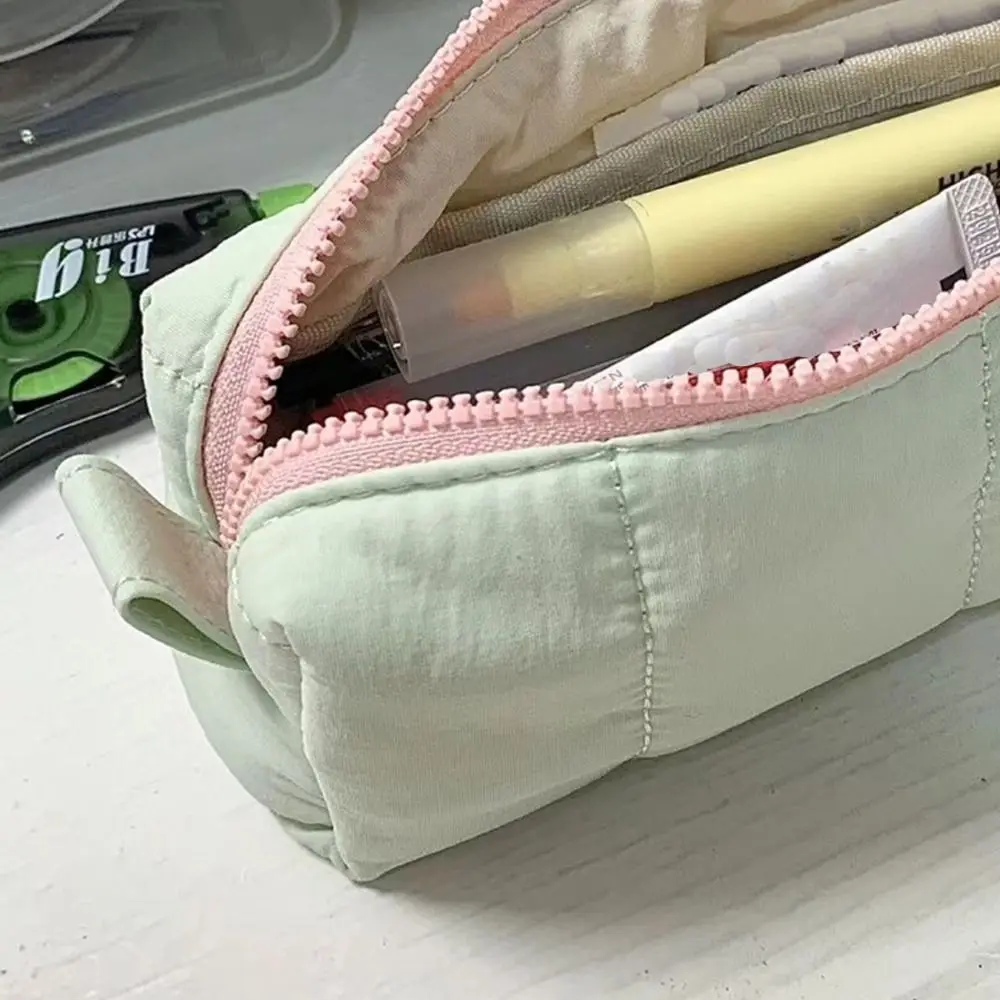 Astuccio portatile in poliestere verde latte Astuccio per matite di grande capacità Organizzatore di cancelleria Forniture per ufficio