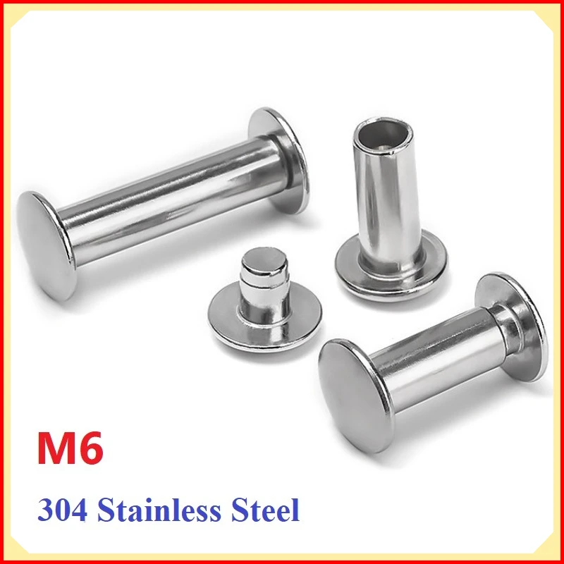 New Listing Rivet Round Head Half Semi Hollow 304 Stainless Steel M6 Set Photo Album Binding Rivet