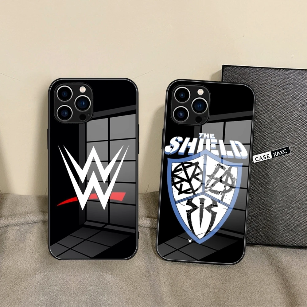 

WWE The S-Shield Phone Case Glass Shell FOR IPhone 15 14 11 12 Pro 8 7 15 Plus 13 Pro MAX XR XS MINI Covers