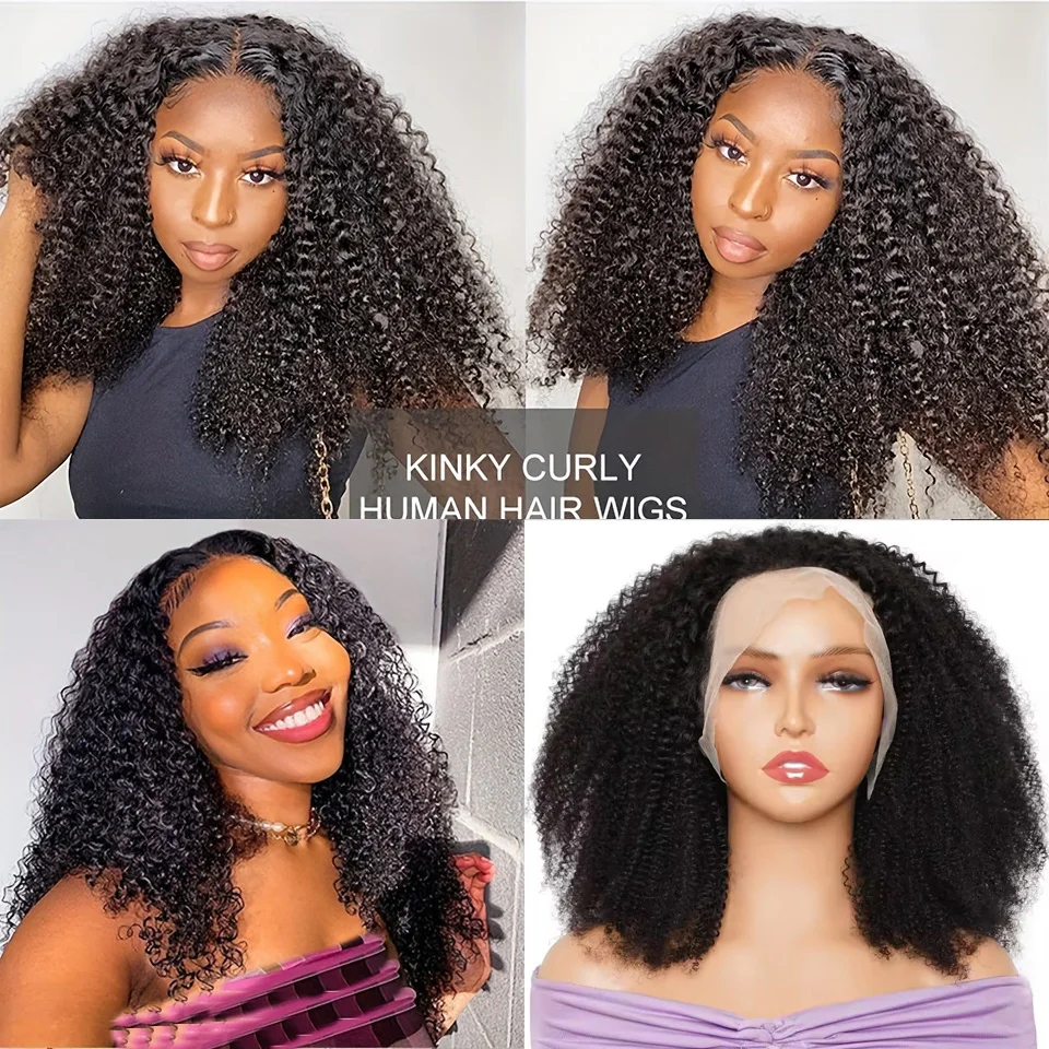 T13x6 Afro Kinky Curly Lace Front Bob Wig 13X6X1 T Part Transparent Lace Frontal 100% Human Hair for Women,Easy Maintenance