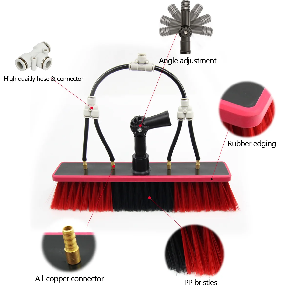 Brosse télescopique alimentée en eau pour fenêtre, télescopique, rotatif, lavage, alliage d\'aluminium, panneau photovoltaïque solaire, nettoyage