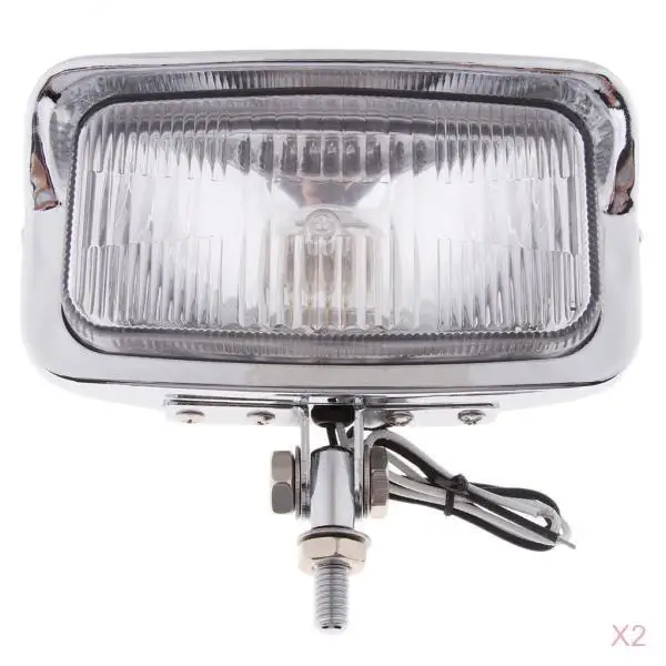 Alloy Motorcycle Headlight Assembly 12V Waterproof Rectangular Front Lamp Vintage Chrome Design for Harley