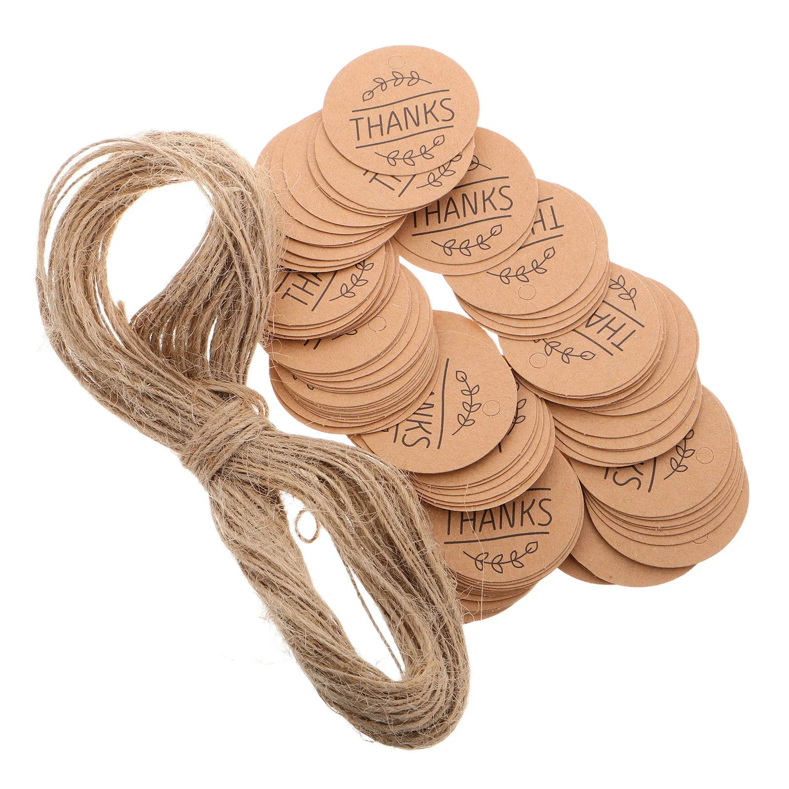 

300Pcs Blank Kraft Paper Tags Round Natural Brown Hanging Thank You Tags for Wedding Favors Party Decor DIY Craft Small Business